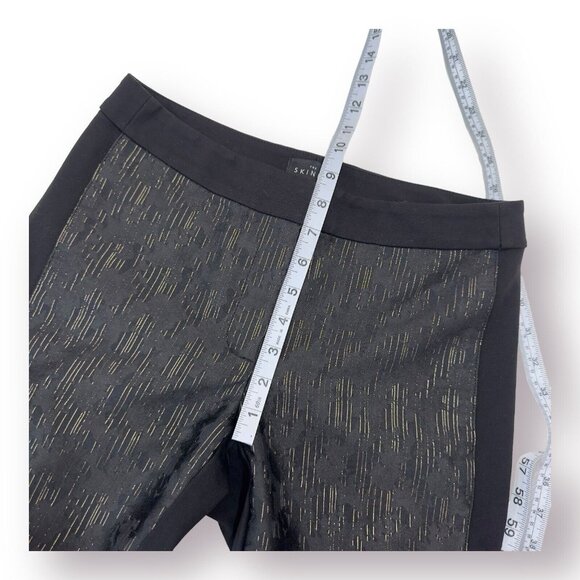 White House Black Market Women SZ 4 The Skinny Black Gold Metallic Ponte Pants - Picture 6 of 12